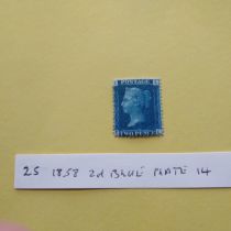 An 1858 2d blue plate 14, unused