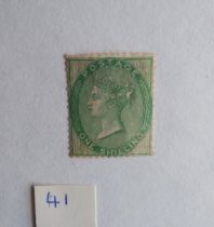 An 1857 1s green unused, lightly mounted, cat £5,750