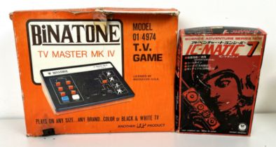 A Binatone TV Master MK IV TV game, boxed, and an IC MAITC 7, Japanese toy, boxed (box)