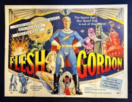 Flesh Gordon, 1978, UK Quad film poster, size 40 x 30 inches and Flesh Gordon II, 1990, UK Quad film