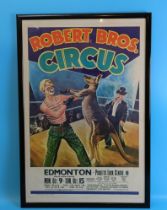 A Circus poster, Roberts Bros, Circus Boxing Kangaroo, 1970's, 67 x 50 cm, framed