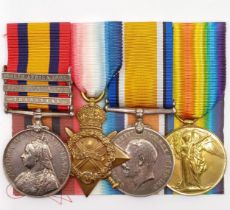 A group of four medals, awarded to 5967 G F Rosam Essex Regiment, comprising a Queen's South