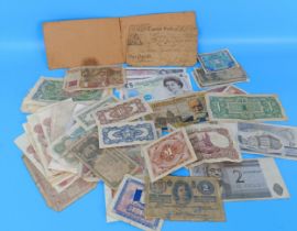 An early 19th century Taunton Bank £1 banknote, 15th April 1813, poor condition, and other