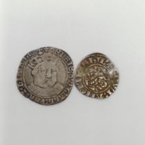 An Henry VIII groat, and a silver penny