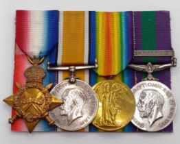 A replacement group of four medals, issued to 1293 Pte J Malloy W York R, comprising a 1914-15