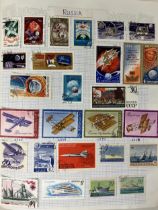 Assorted world stamps, including France, Germany, and Russia (box)