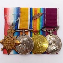 A group of four medals, awarded to 14465 CQM Sjt W Mullard RGA, comprising a 1914 Star Trio (MID)