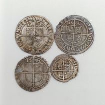 An Elizabeth I hammered groat, and three other Elizabeth I hammered coins