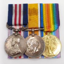 A group of three medals, awarded to 200979 Pte E H Hewitt 20/Durham LI, comprising a Military Medal,