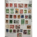 Assorted world stamps, in three albums and two Harrison letters with presentation stamps (box)