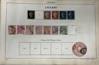An album of world stamps, predominantly 19th century