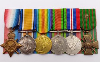 A group of six medals, awarded to Lieutenant F A Trumper Hereford Regiment, comprising a 1914-15