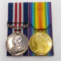 A pair of medals, awarded to 240504 L Cpl A Cpl H Main 1/5 D Regiment, comprising a Military Medal