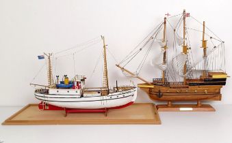 A model of R.C.M. Police St Roch, 45 cm length and another galleon (2)