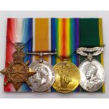 A group of four medals, awarded to T4-091754 Dvr T Russell ASC, comprising a 1914-15 Star Trio,