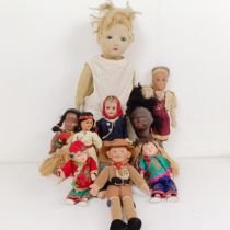 A Norah Wellings felt Scout doll and other dolls (box)