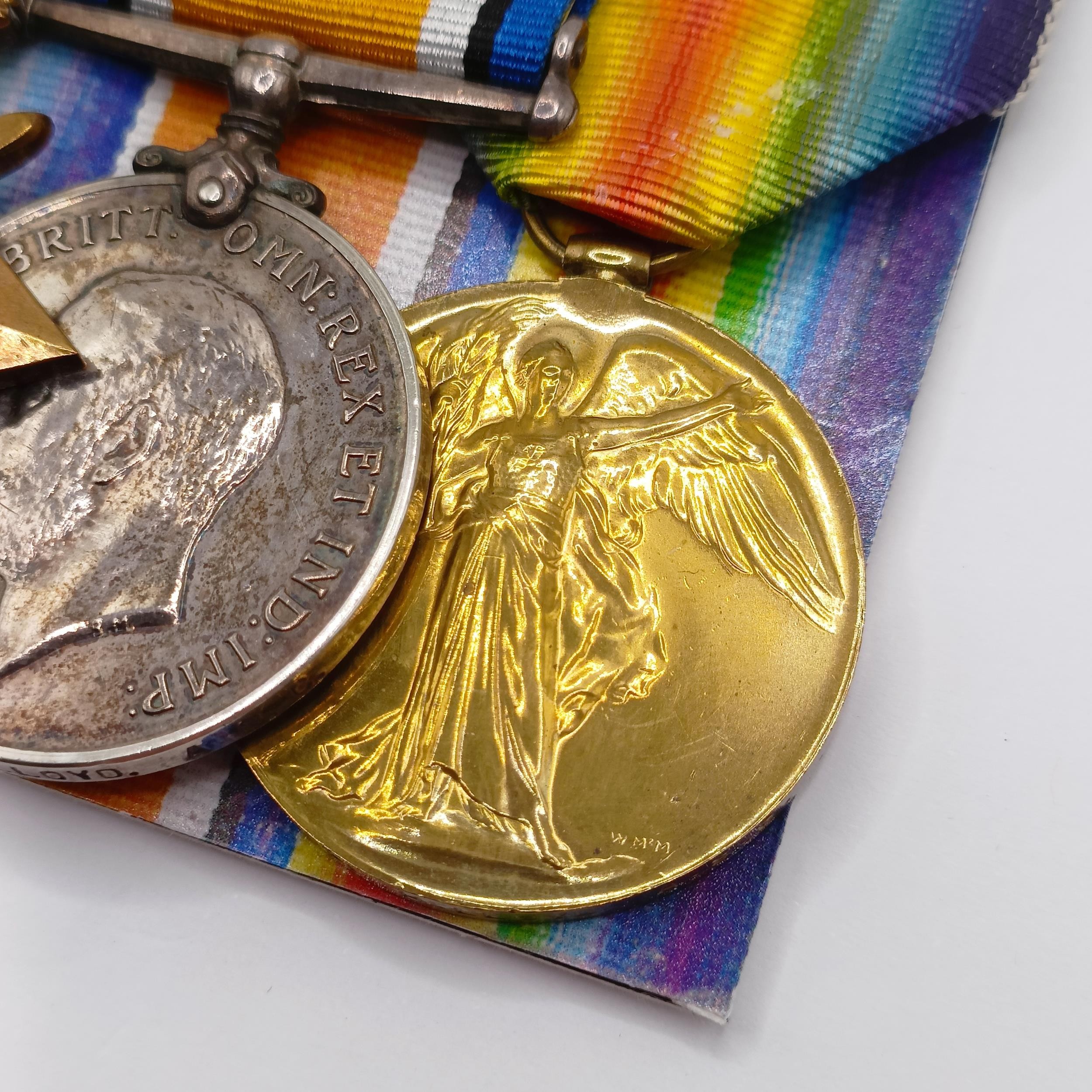 A group of four medals, awarded to T4-069724 Cpl H Lloyd, 332/Coy ASC, and a 1914-15 Star Trio - Image 2 of 9