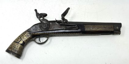 A 19th century flintlock pistol, with brass mounts, 41 cm