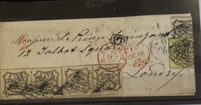 Italy - Papal States - Attractive 1862 cover to London franked 8baj strip of four and a single and
