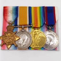 A group of four medals, awarded to PO 17154 Pte W P Richardson RMLI, comprising a 1914-15 Star