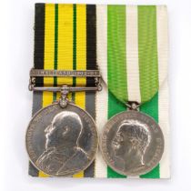 A pair of medals, awarded to W Stolborg AB HMS Pomone, comprising an Africa General Service Medal,