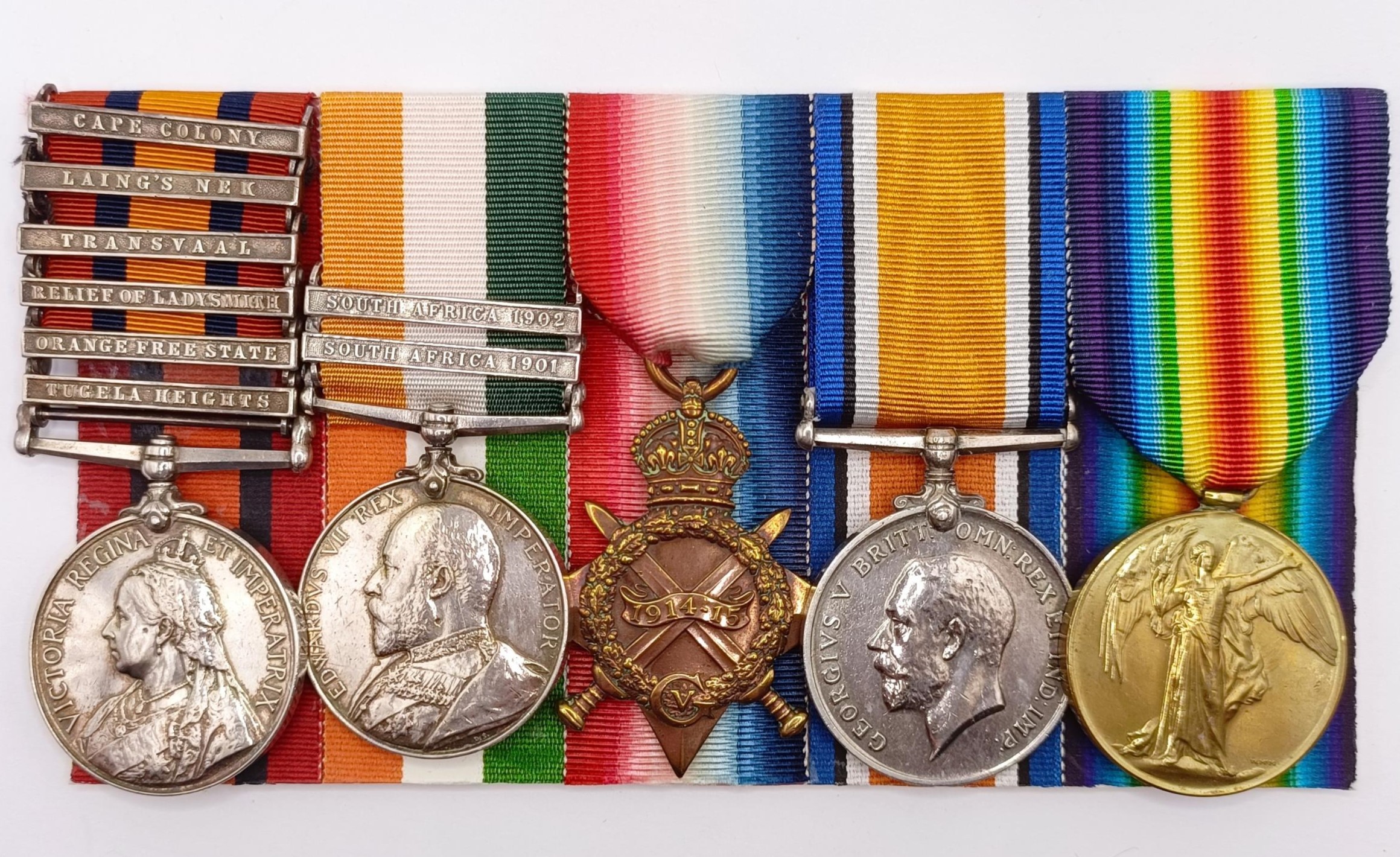 A group of five medals, awarded to 4024 Pte A Poulter 1st Royal Dragoons, comprising a Queen's South