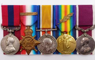 A group of five medals, awarded to 53481 Cpl W H Ward 25/Bde RFA, comprising a Distinguished Conduct