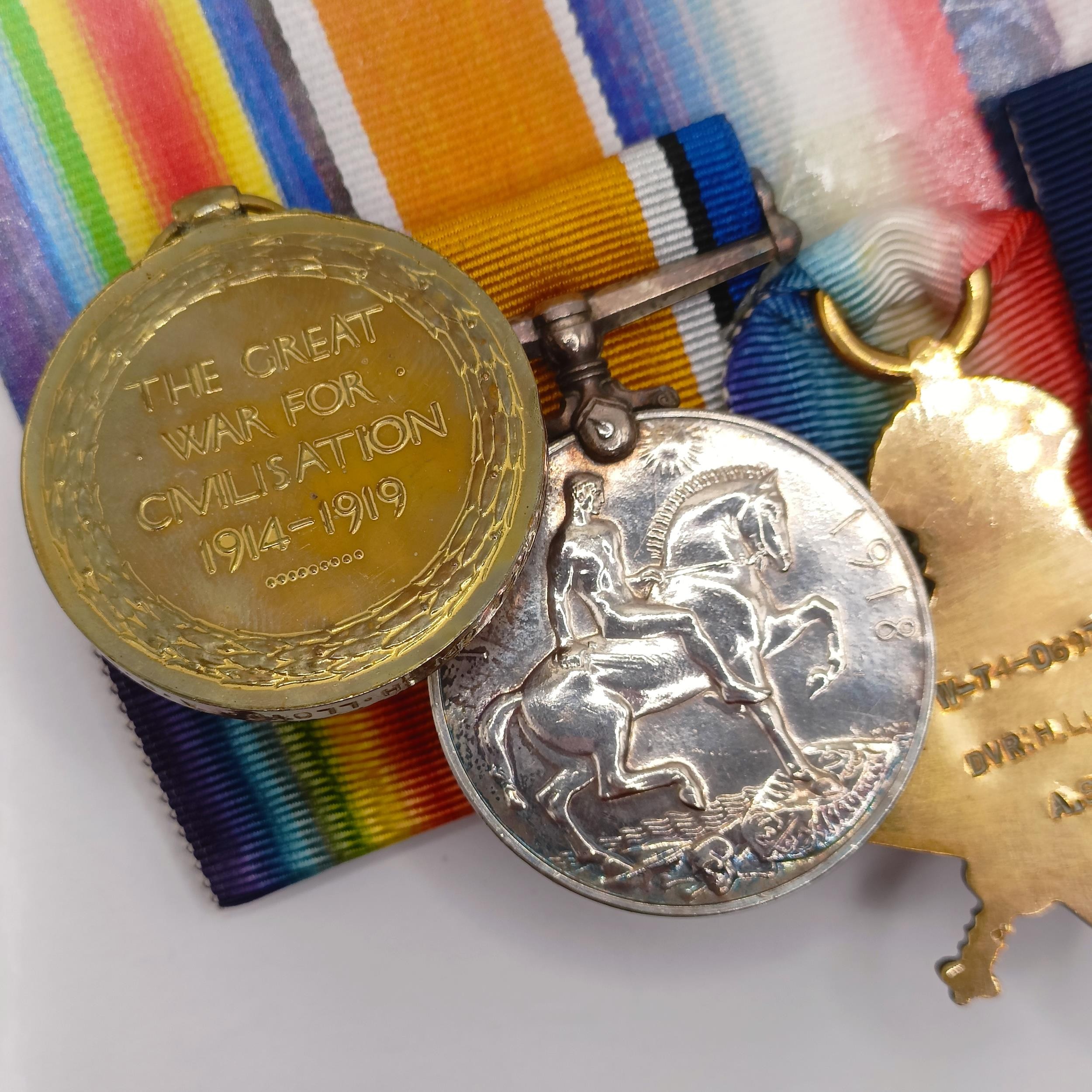 A group of four medals, awarded to T4-069724 Cpl H Lloyd, 332/Coy ASC, and a 1914-15 Star Trio - Image 9 of 9