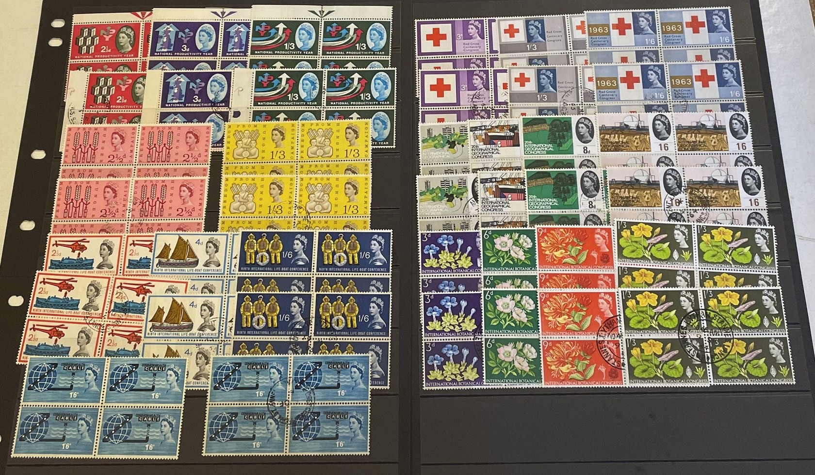 Great Britain - 1962-64 Better Phosphor sets collection in unused and used blocks of four