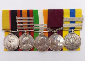 A group of five medals, awarded to 8393 Serjt G Skinner RAMC, comprising a Queen's Sudan Medal,