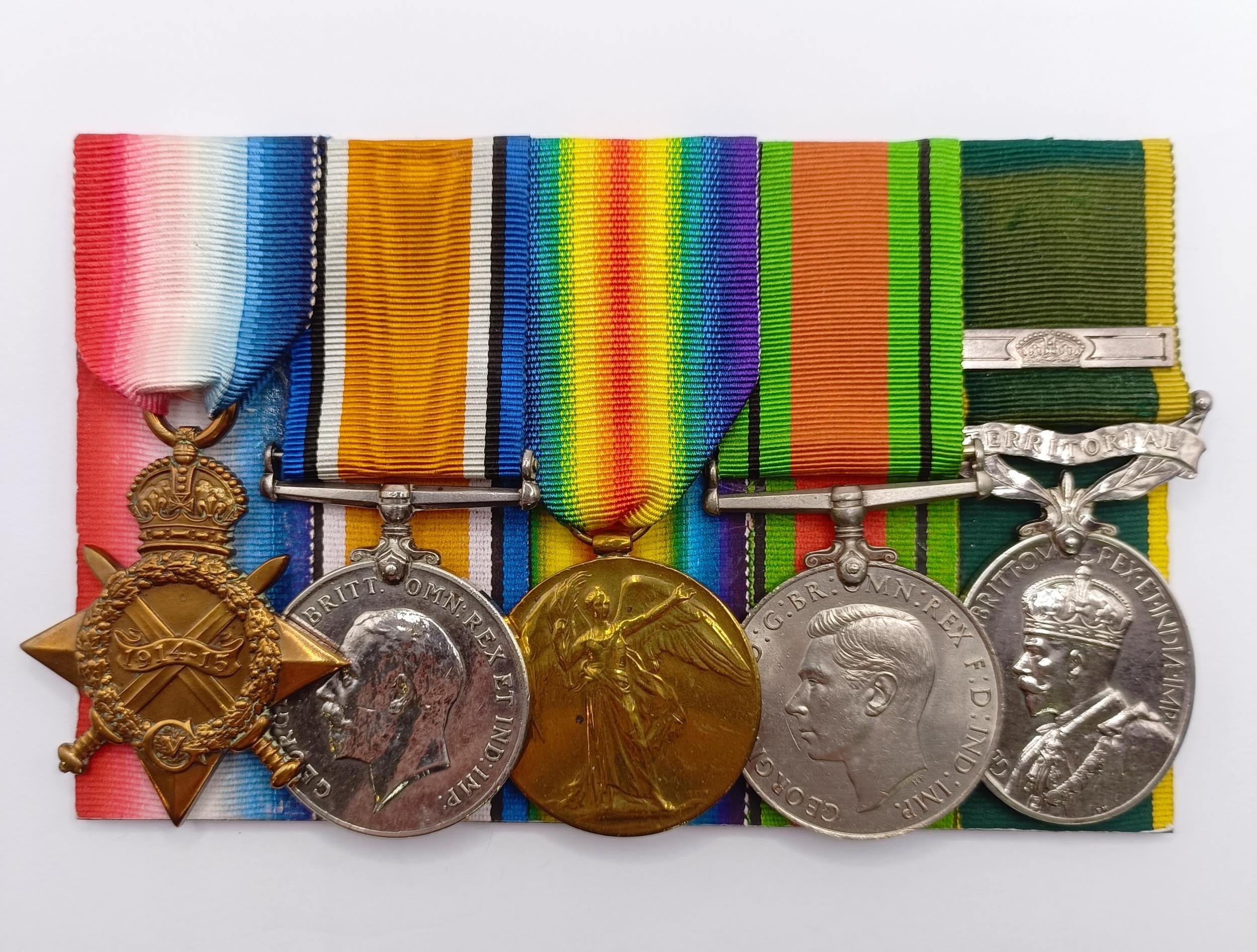 A group of five medals, awarded to 1506 Pte H P Sebborne 15/London R, comprising a 1914-15 Star