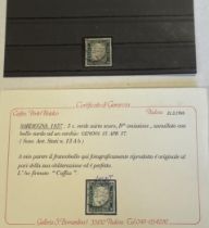 Sardinia - The rare 1857 5c. myrtle green fine used with large margins, with Caffaz certificate