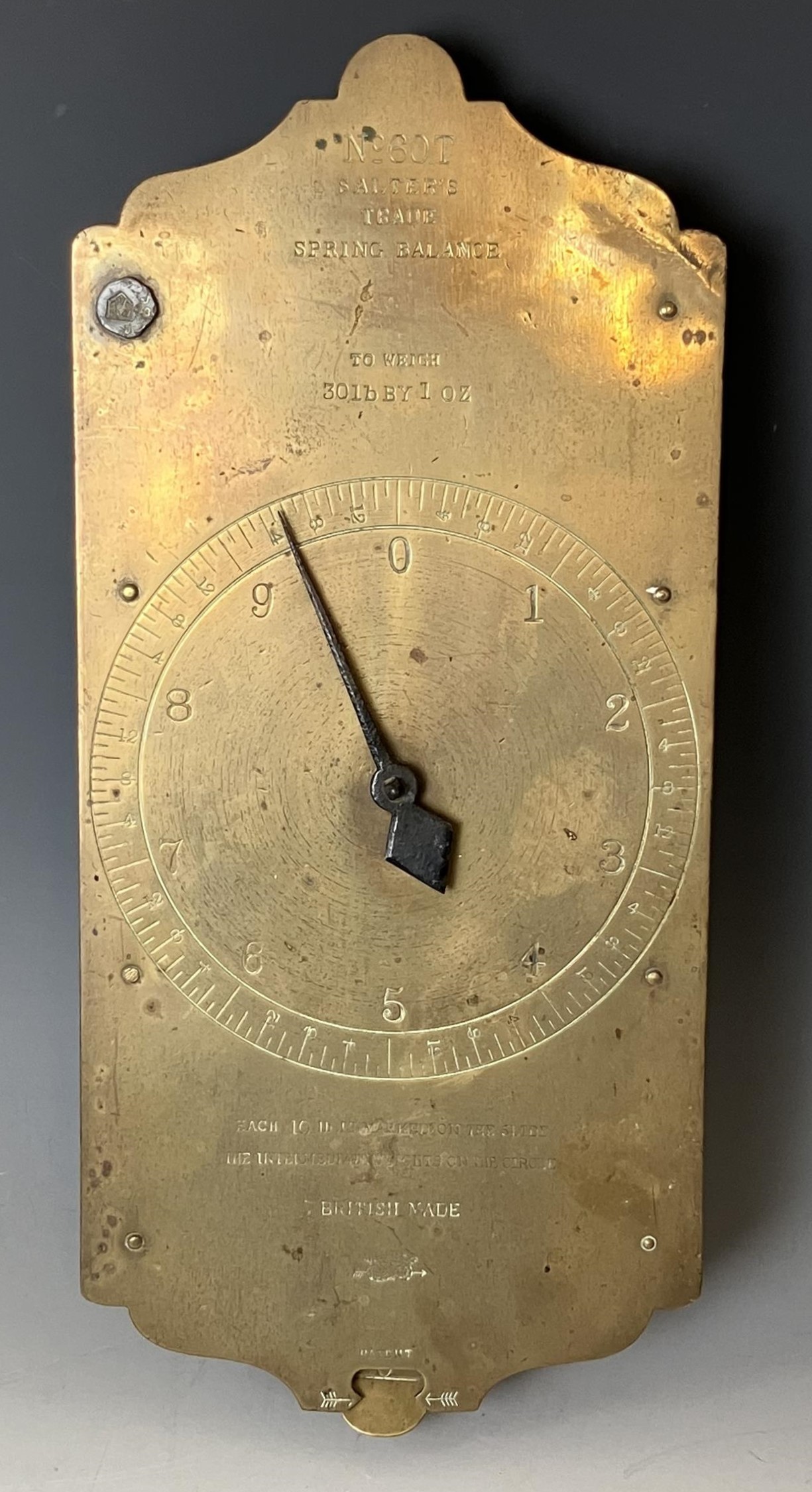 A pair of Salter's brass and cast metal weighing scales