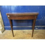 A mahogany demi lune card table, 92 cm wide and a mahogany side table (2)