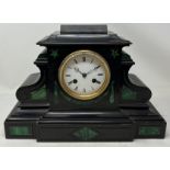 A mantel clock, in a polished slate case, 35 cm wide, and three others (4)