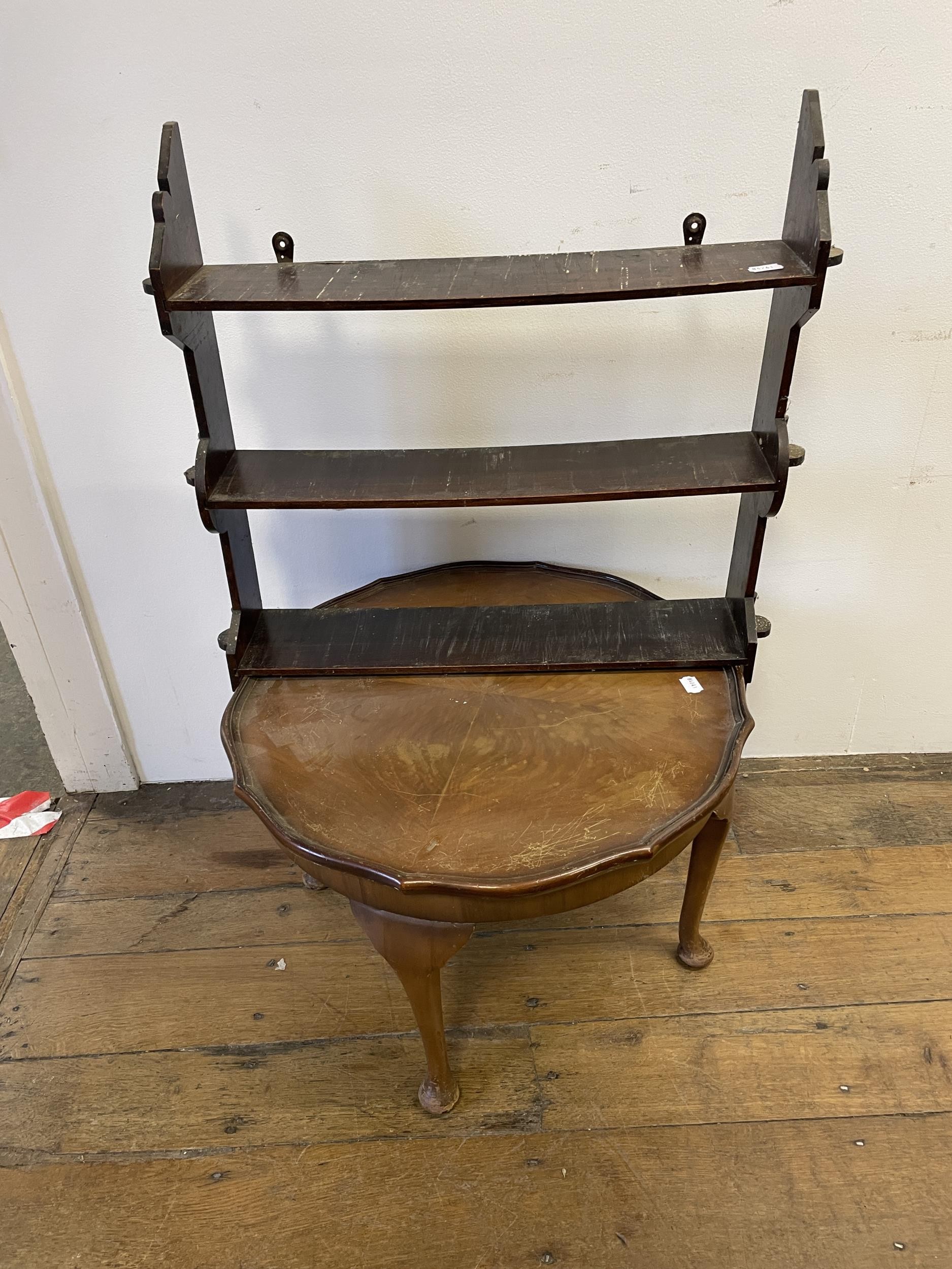 A bookcase, a side table, three mirrors, a drop leaf table, a nursing chair, two cast metal - Image 5 of 13