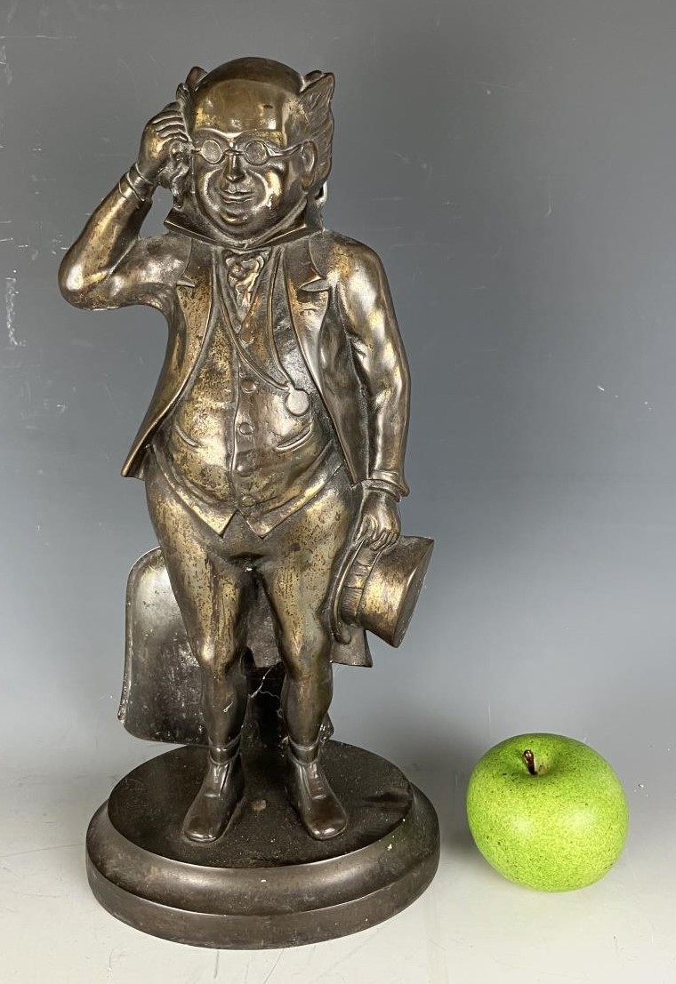 A metal fireside companion in the form of Mr Pickwick, assorted ceramics, glass, pictures and prints