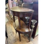 A mahogany demi-lune folding card table, 85 cm wide, another, both reduced (2)