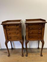 A pair of bedside chests, having three drawers, 40 cm wide