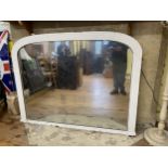 A large wooden painted overmantel mirror, 133 x 167 cm