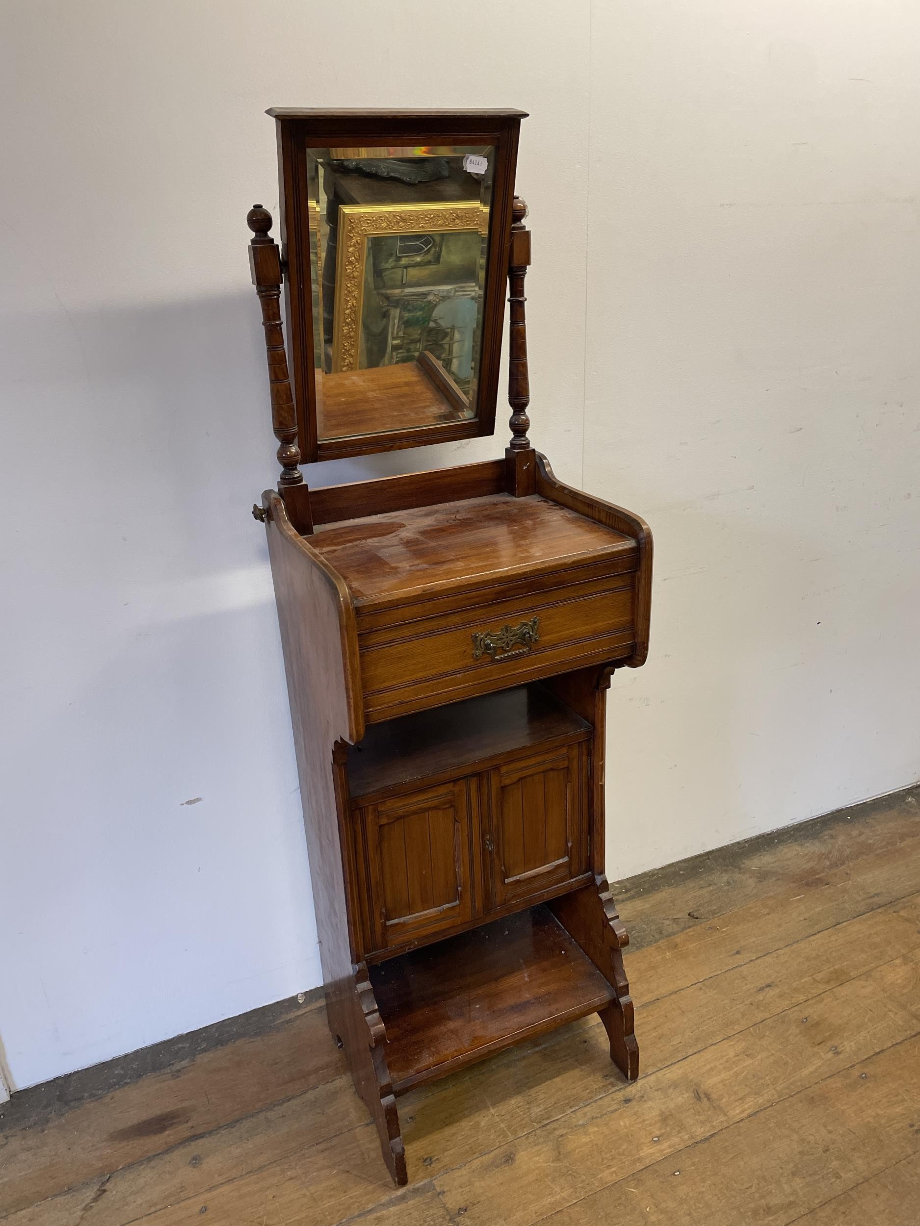 A walnut Sutherland table, a wall shelf, a trunk, a single chair, a commode stool, a shaving - Image 4 of 7