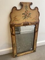 A painted wall mirror, decorated flowers, 87 x 46 cm