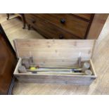 A vintage croquet set, and two extra mallets