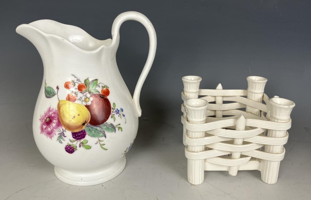 A 19th century Coalport jug, decorated birds, handle restored, a stand, and assorted other - Image 2 of 4