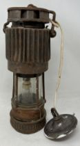 ***Withdrawn*** A miners lamp, a desk lamp and assorted other items (box)