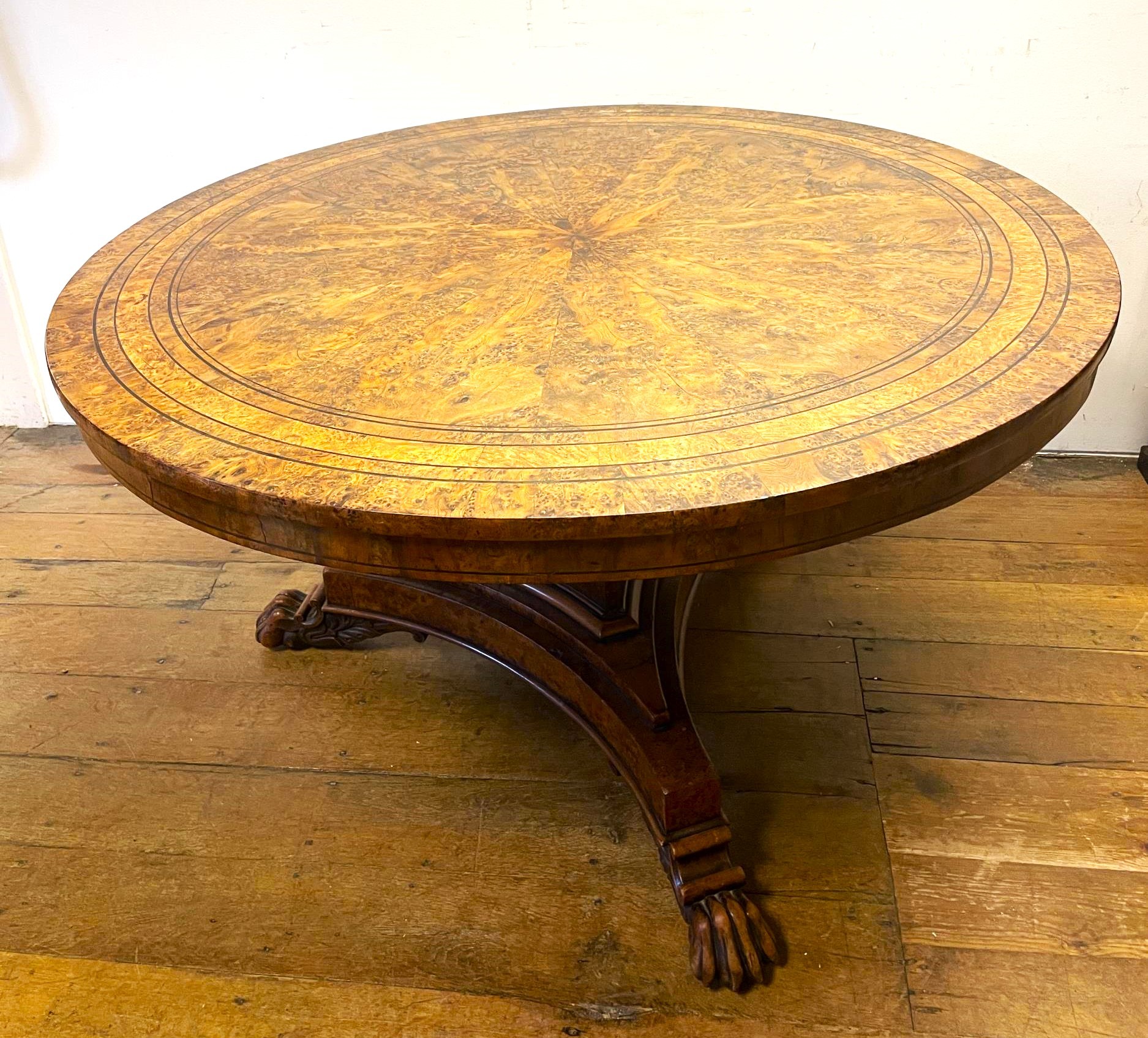 An early 19th century burr yew centre table, in the manner of George Bullock, the top with ebony - Bild 18 aus 18