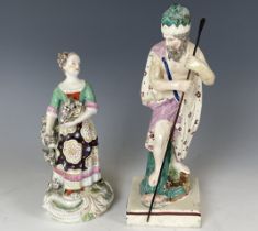 A porcelain figure of a young woman, 20 cm high, and another figure, 23 cm high (2)