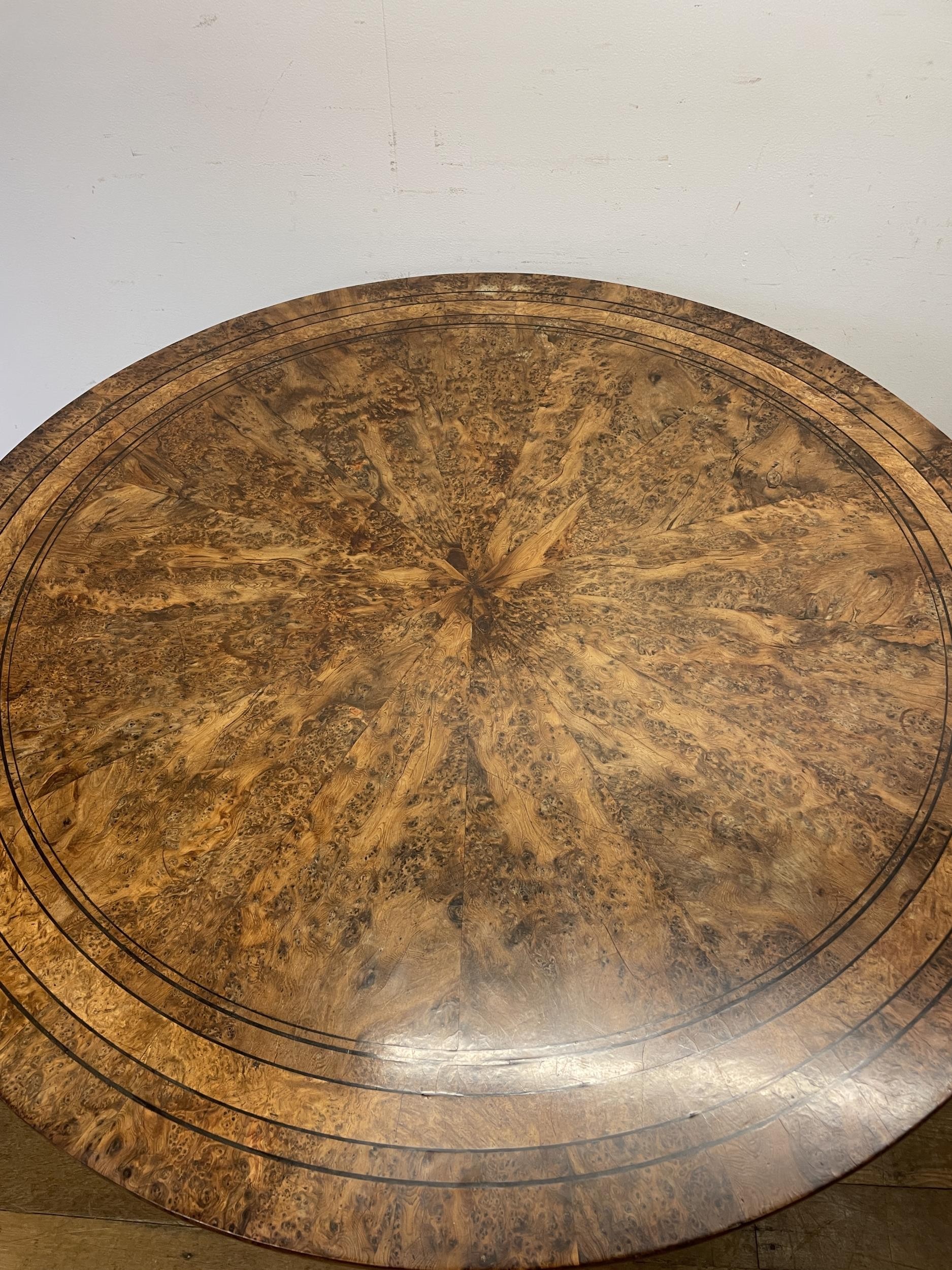 An early 19th century burr yew centre table, in the manner of George Bullock, the top with ebony - Bild 5 aus 18
