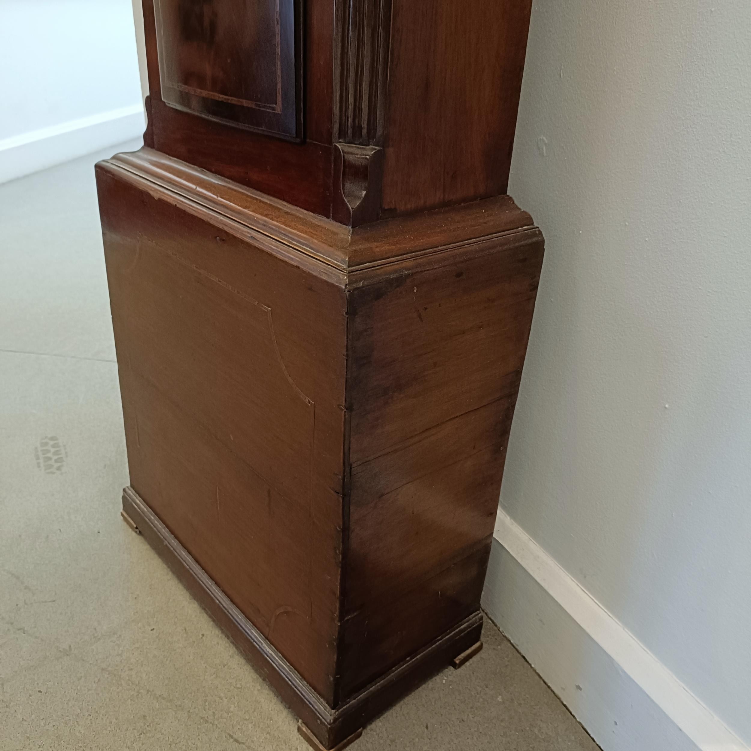 A longcase clock, the 30 cm arched square silvered dial, signed E D W Hunt, Williton, the chapter - Image 4 of 12