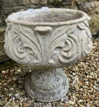 A pair of composite stone garden planters, 43 cm diameter